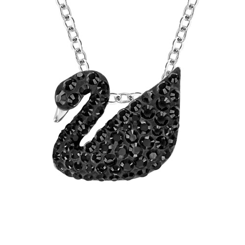 Iconic Swan Pendant, Small, Black, Rhodium plating 5347330