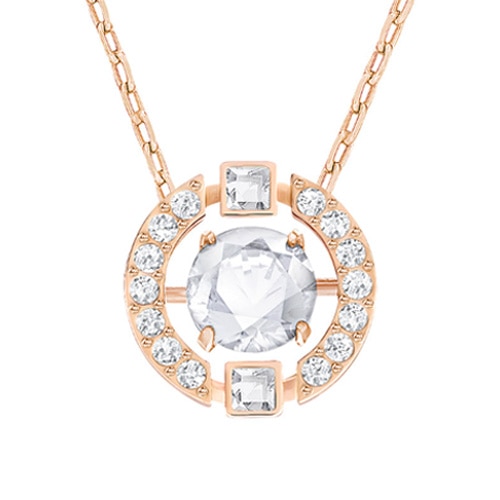 Sparkling Dance Round Necklace, White, Rose gold plating 5294870