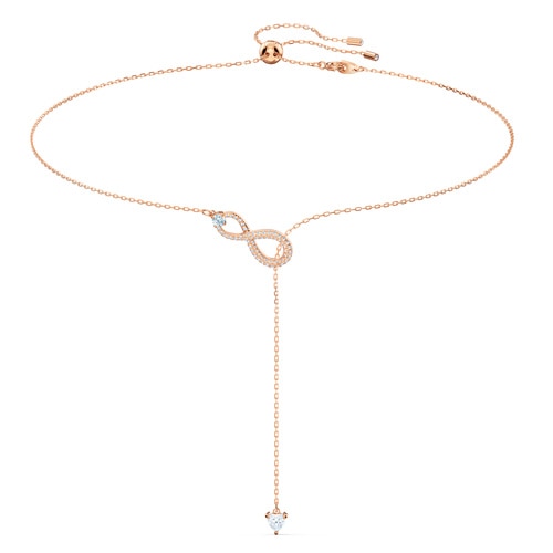 Swarovski Infinity Y形项链, 白色, 镀玫瑰金色调 5521346
