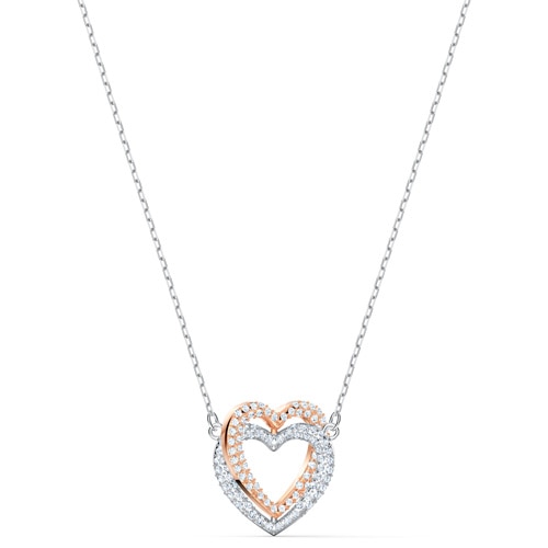 Swarovski Infinity Double Heart 项链, 白色, 多种金属润饰 5518868