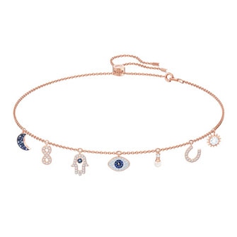 SYMBOLIC NECKLACE, MULTI-COLORED, ROSE-GOLD TONE PLATED 5497664