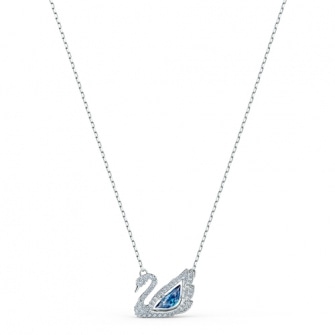 Dancing Swan Necklace, Blue, Rhodium plated 5533397