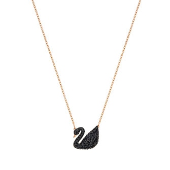 Iconic Swan Pendant, Black, Rose gold plating 5204134