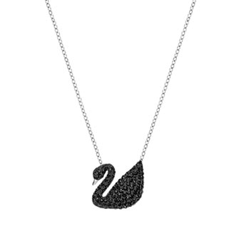 Iconic Swan Pendant, Black, Rhodium plating 5347329