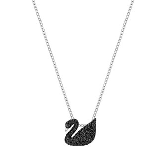 Iconic Swan Pendant, Small, Black, Rhodium plating 5347330