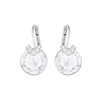 【SALE】Bella V Pierced Earrings, White, Rhodium plating 5374117