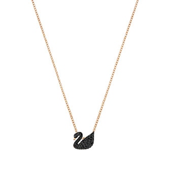 Iconic Swan Pendant, Small, Black, Rose gold plating 5374118
